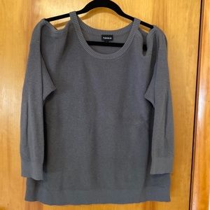 Exposed Shoulder Charcoal Gray Sweater